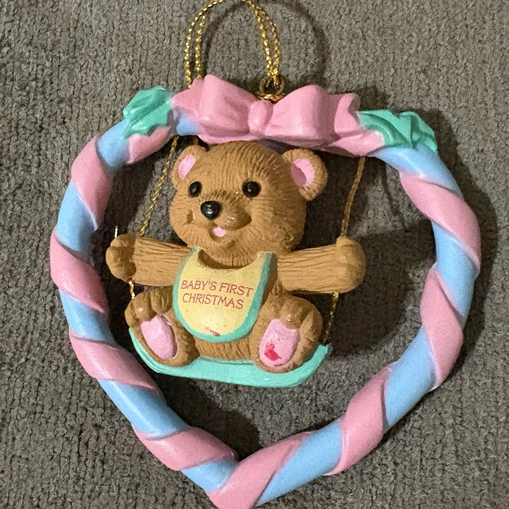 Vtg Gibson Christmas Collectibles Baby's 1st First Christmas Ornament 1993